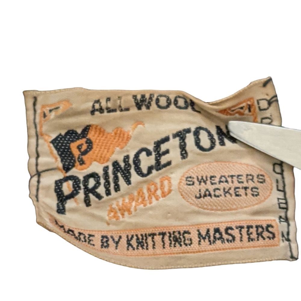 Princeton Award vintage black wool knitted school sweater jacket cardiga… - Picture 3 of 11